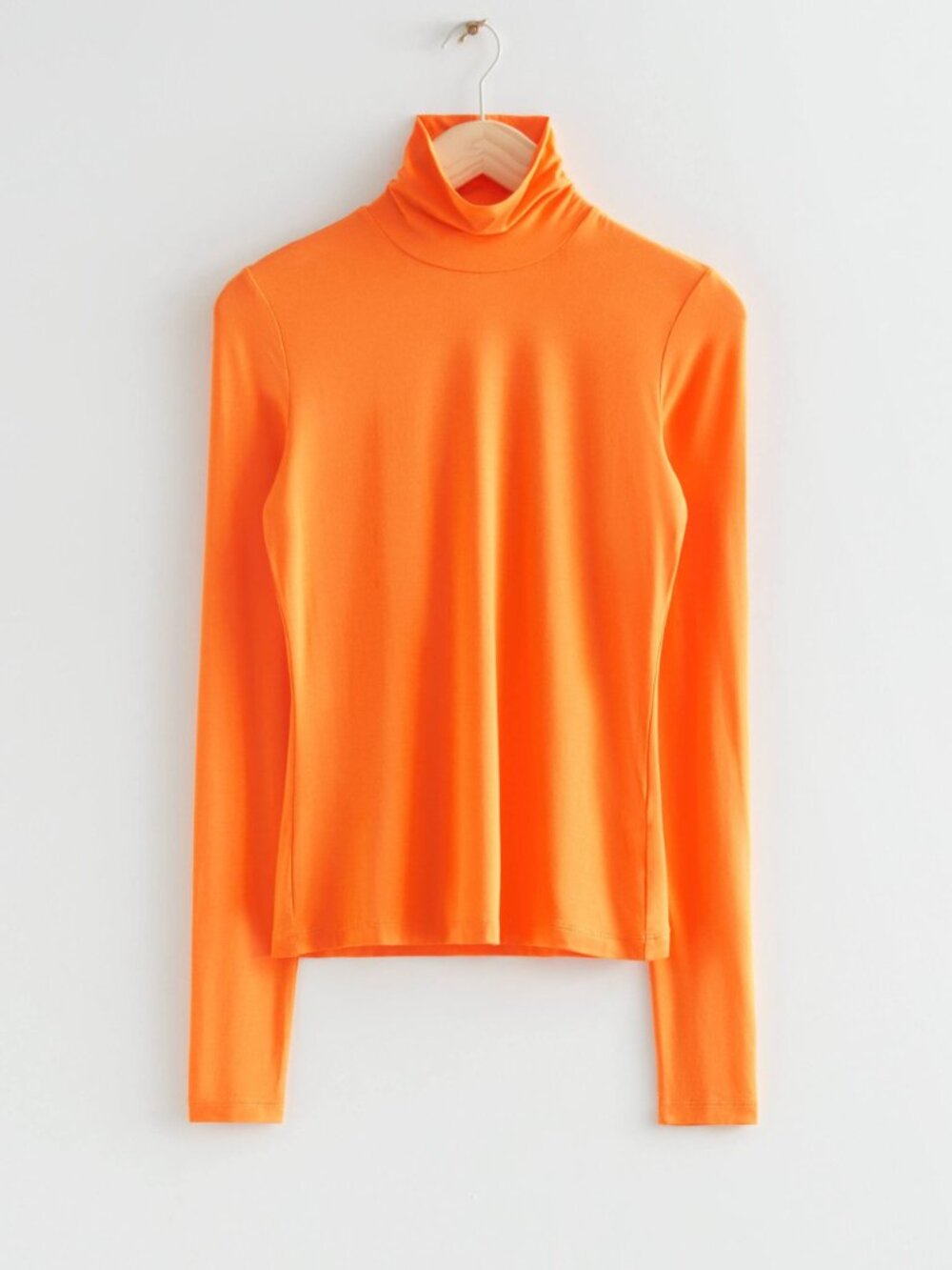 & Other Stories Orange Long-Sleeve Fitted Turtleneck Top Size S